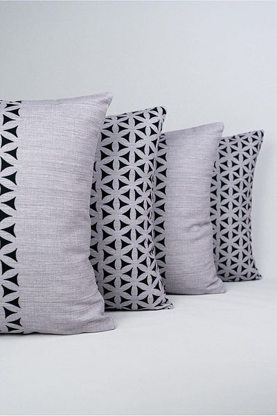 Cango Home Double Sided Gray Black Decorative Geometric Patterned 4-Piece Digital Printed Throw Pillow Cover Set 4kmbs252