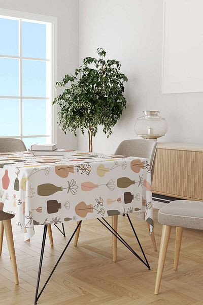 Cango Home Vasă decorativă albă, multicoloră, cu model, imprimată digitală, cârpă de birou Cgh619-ms