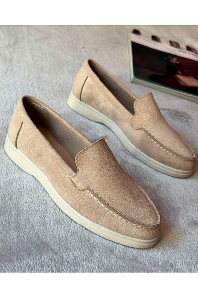 Zuum Дамски мокасини Piana Beige Velour - Ежедневни обувки