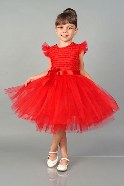 Mixie Red Tulle Girls' Evening Dress Party Dress