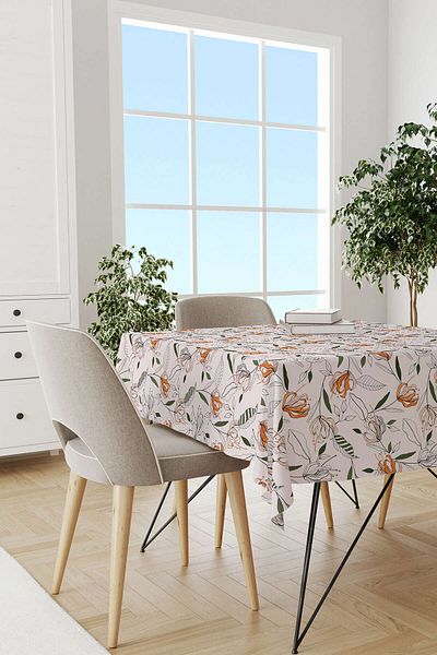 Cango Home Floral Digital Printed Tablecloth