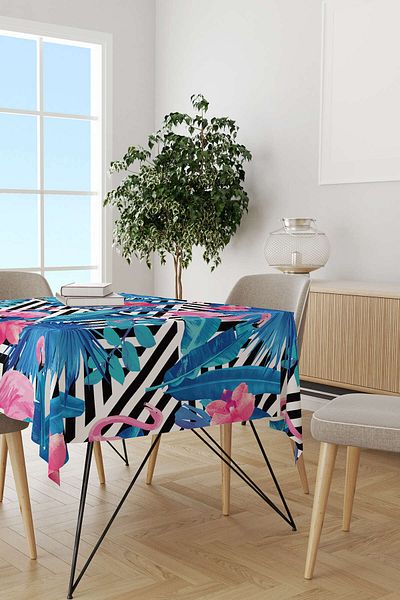 Cango Home Hanorac de birou cu imprimare digitală cu model cu flamingo tropical albastru roz Otyk469-ms