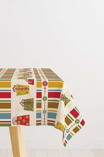 Cango Home Red Green Christmas Themed Digital Printed Tablecloth Cgh847-ms