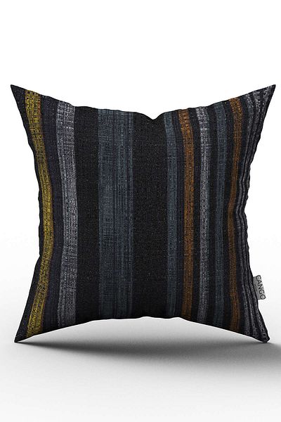 Cango Home Față de pernă cu dungi multicolore, gri, cu două fețe - Cgh092-ct