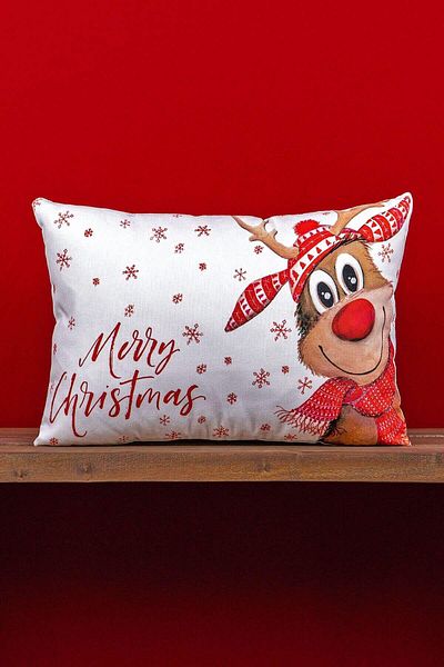 Cango Home Double Sided 35x50 Red Deer Christmas Themed Digital Printed Throw Pillow Cover -cgh1370-3550