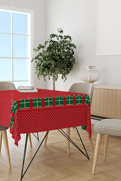 Cango Home Red Christmas Themed Tablecloth Cgh225-ms