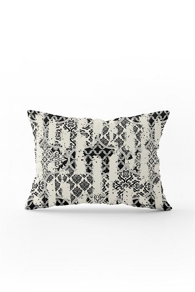 Cango Home Față de pernă cu două fețe 35x50 negru crem etnic floral - Cgh134-3550