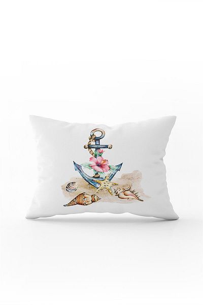 Cango Home Double Sided 35x50 Pink White Anchor Seashell Floral Throw Pillow Pillow Case - Cgh032-3550