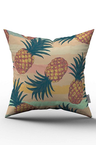 Cango Home Față de pernă cu două fețe portocaliu verde ananas - Cgh146-ct