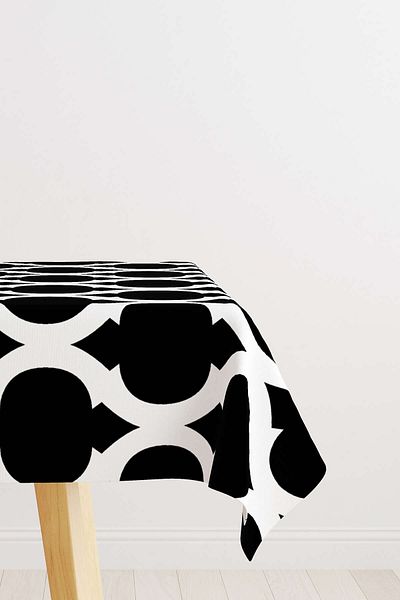 Cango Home Black and White Modern Geometric Patterned Digital Printed Tablecloth Otyk532-ms