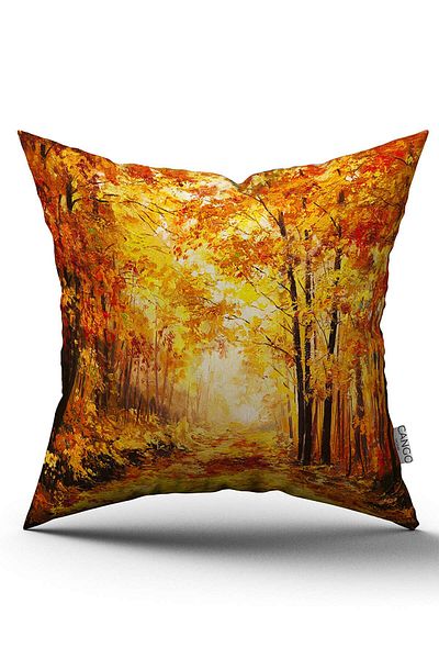 Cango Home Double Sided Yellow Orange Forest View Throw Pillow Pillow Case - Cgh139-ct