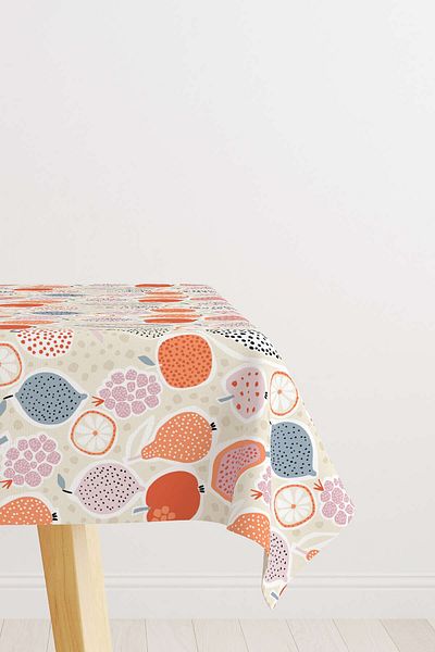 Cango Home Orange Cream Fruit Patterned Digital Printed Tablecloth Cgh580-ms