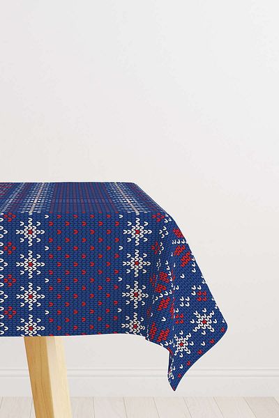 Cango Home Red Blue Christmas Themed Digital Printed Tablecloth Cgh838-ms