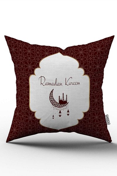 Cango Home Red and White Ramadan Themed Decorative Patterned Digital Printed Throw Pillow Cover CGH1309