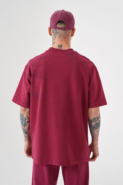 Machinist Tricou de lux pentru bărbați, spălat și relaxat, roșu Claret