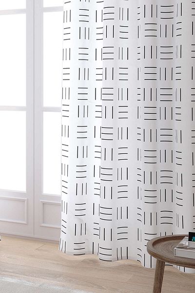 Cango Home White Black Geometric Digital Printed Curtain Cgh315-pr