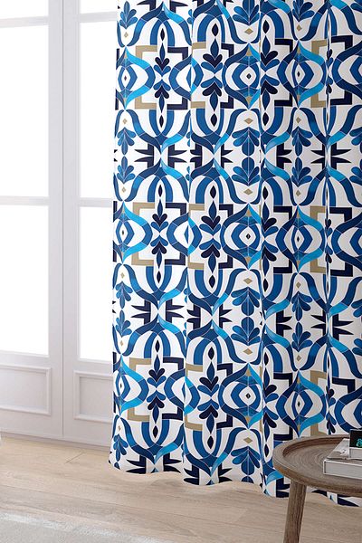 Cango Home Cortina decorativă albastră imprimată digitală Cgh507-pr
