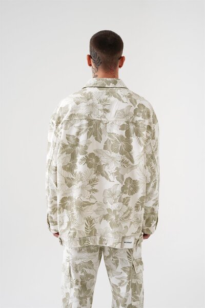 Machinist Μοτίβο λουλουδιών τζιν μπουφάν με υπερμεγέθη σχέδιο