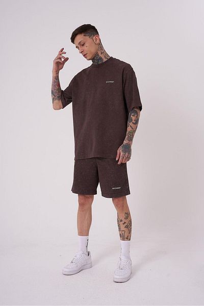 Machinist Ανδρικό μπλουζάκι Luxury Washed Basic Relaxed Brown Cloudy T-shirt