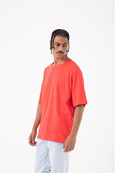 Machinist Men's Flamed Basic Oversize Pomegranate T-Shirt