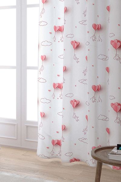 Cango Home White Pink Modern Valentine's Day Themed Digital Printed Curtain Cgh996-pr