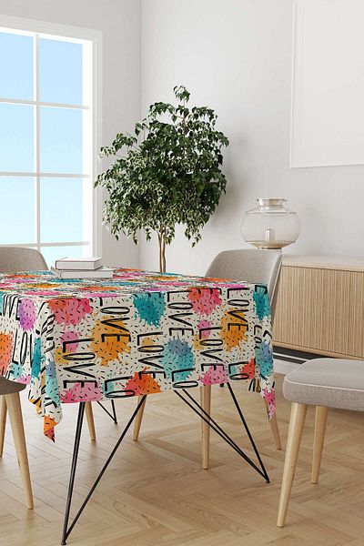 Cango Home Alb Multicolor Love Written Table Shirt Cgh068-ms