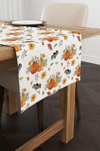 Cango Home Orange Halloween Pumpkin Patterned Digital Printed Runner Cgh750-rn