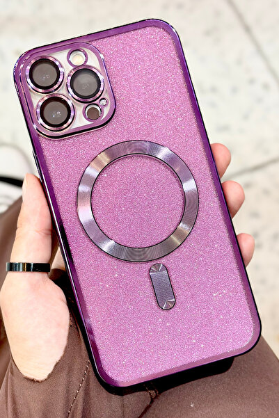 Vip Case iPhone 15 Pro Kamera Korumalı Parlak Simli Magsafe Destekli Modern Shimmer Kılıf