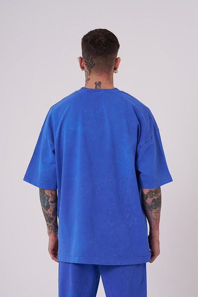 Machinist Ανδρικό μπλουζάκι Luxury Washed Basic Oversize ανοιχτό μπλε με κηλίδες