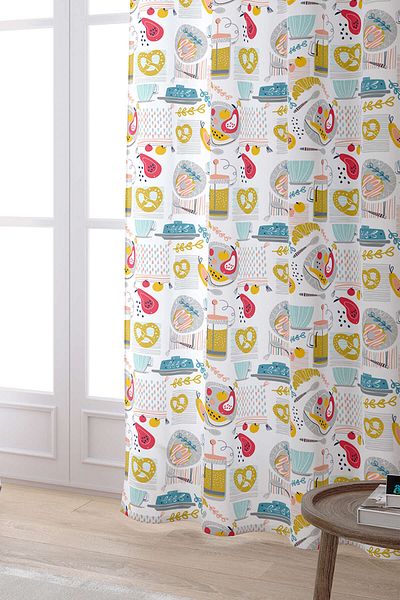 Cango Home White Multicolor Decorative Kitchen Themed Digital Printed Curtain Cgh587-pr