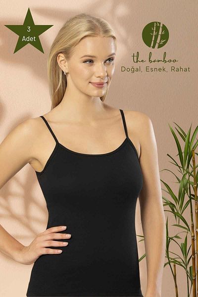 ERDEM İÇ GİYİM Tricou Weweus, negru, super subțire, din frânghie din bambus natural, 2310