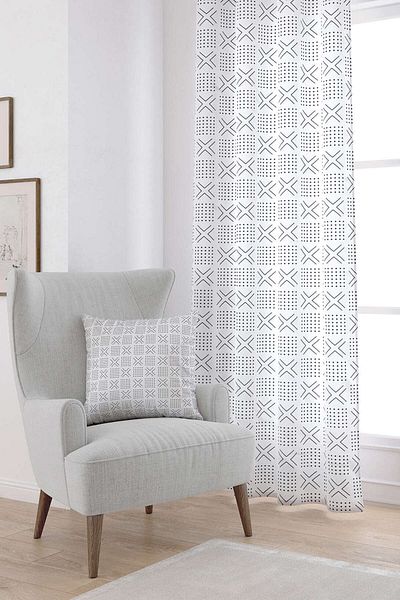Cango Home White Black Geometric Digital Printed Curtain Cgh316-pr