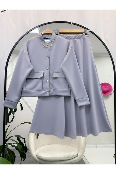 YEDİLALE Puff Scuba Skirt Set