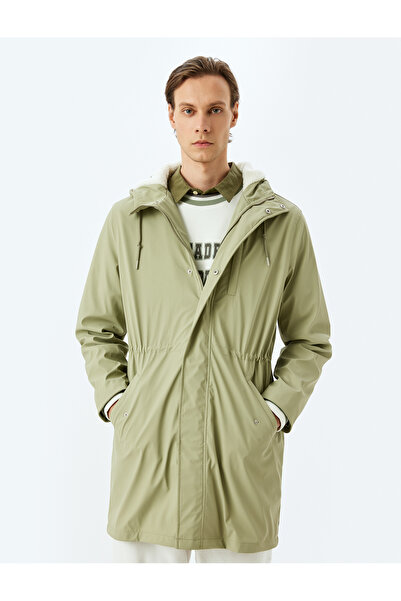 Koton Тонкий плащ зі штучної шкіри на блискавці з капюшоном