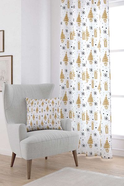 Cango Home Black Yellow Christmas Themed Digital Printed Curtain Cgh853-pr