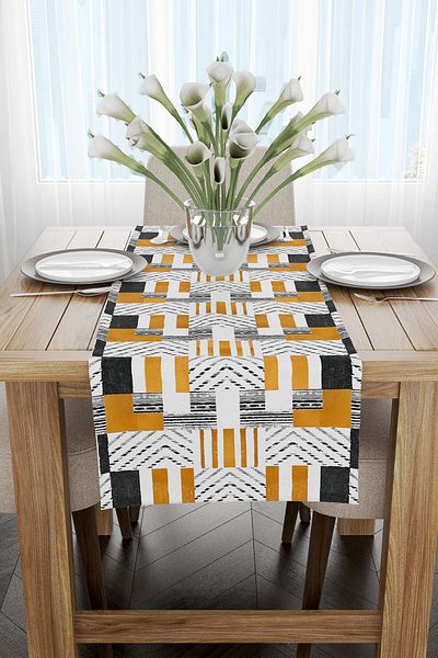 Cango Home Yellow Gray Geometric Modern Bohemian Digital Printed Runner Cgh930-rn