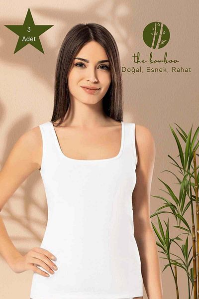 ERDEM İÇ GİYİM Weweus 3-Piece White Super Thin Natural Bamboo Tank Top 2311