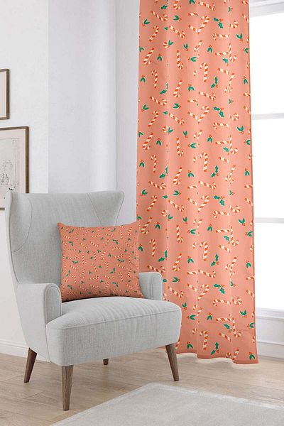 Cango Home Orange Christmas Themed Digital Printed Curtain Cgh206-pr