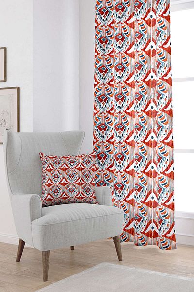 Cango Home Red Blue Ethnic Patterned Digital Printed Curtain Cgh255-pr