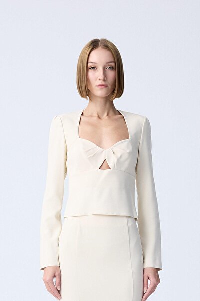 rue Göğüs Dekolte Detaylı Ekru Bluz
