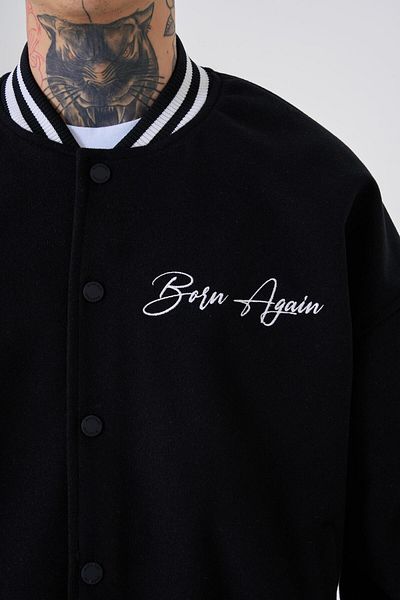Machinist Men's Born Again Style Oversize Black Bomber Jacket