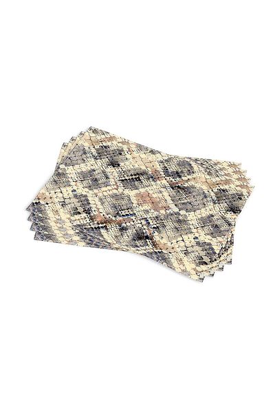 Cango Home Καφέ γκρι Snakeskin Digital Printing Σετ αμερικανικού σερβιρίσματος 4 Cgh368-as