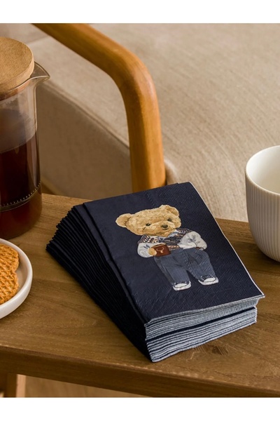 LC Waikiki Lcw Home - Light Navy Blue Teddy Printed Napkin Set of 20
