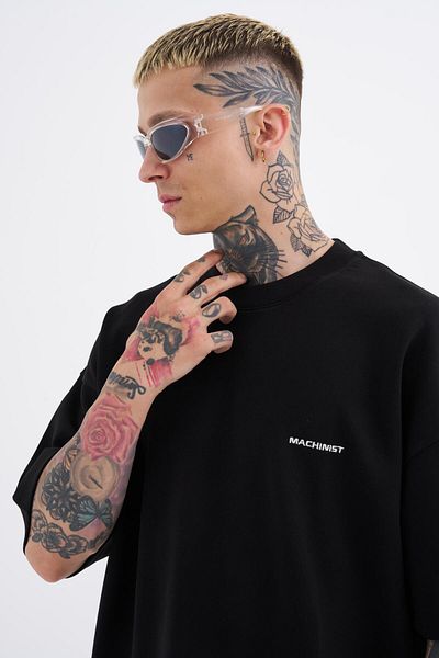 Machinist Ανδρικό Oversize Μαύρο T-Shirt - Diagonel Basic Model