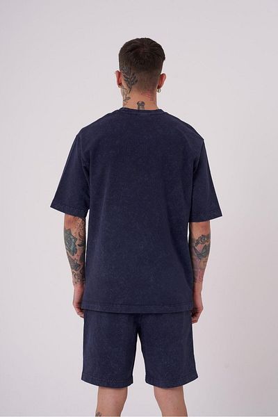 Machinist Ανδρικό μπλουζάκι Luxury Washed Basic Relaxed Navy Blue Cloudy T-shirt