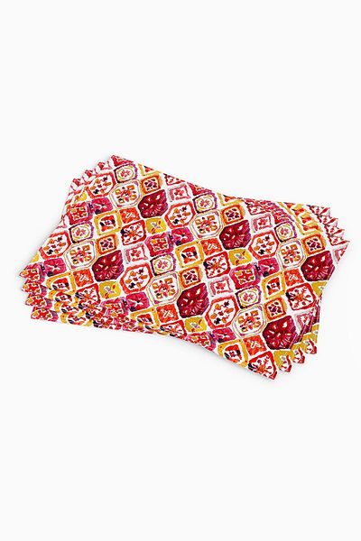 Cango Home Λευκό κόκκινο Ethnic Bohemian Digital Printed Σετ αμερικανικού σερβιρίσματος 4 Cgh239-as