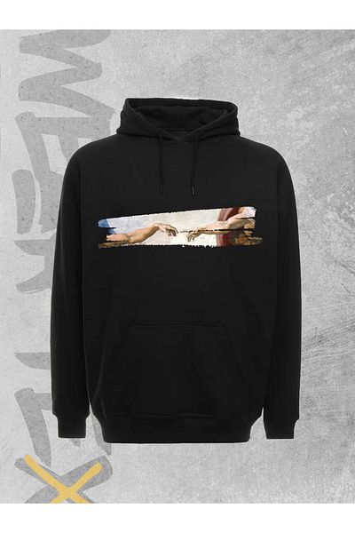 WEARTEX Unisex the Creation of Man Printed Hooded Sweatshirt