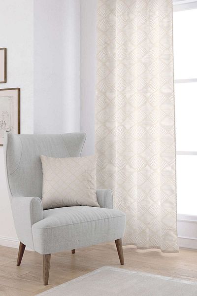 Cango Home Κρεμ Λευκή Bohemian Scandinavian Geometric Pattern Ψηφιακή τυπωμένη κουρτίνα Cgh1210-pr