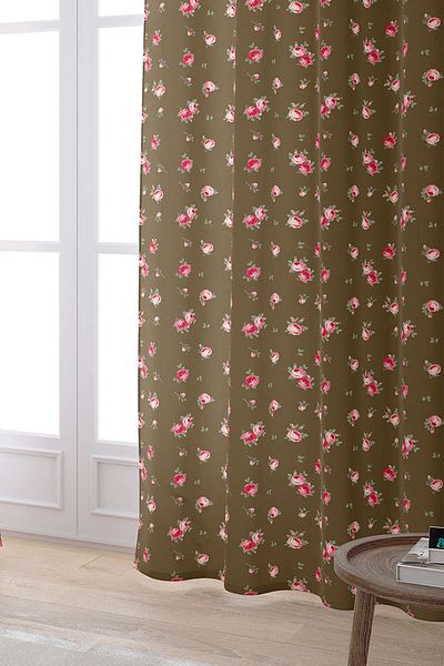 Cango Home Καφέ Ροζ Floral Ψηφιακή Εκτυπωμένη Κουρτίνα Cgh203-pr