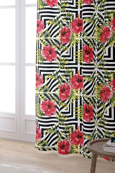 Cango Home Black and White Decorative Digital Printed Curtain Otyk467-pr